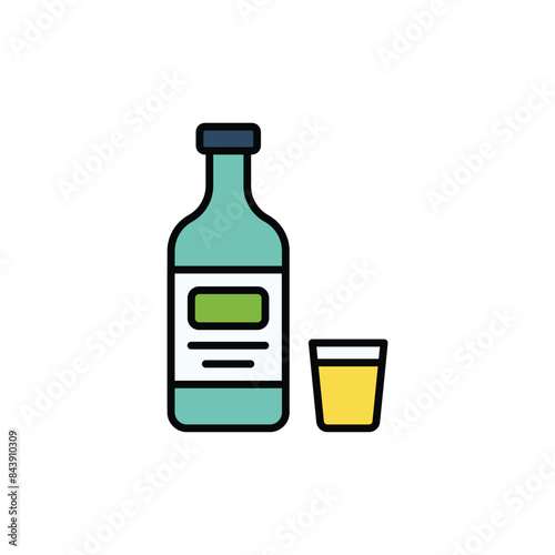 Alcoholic Drinks icon design with white background stock illustration