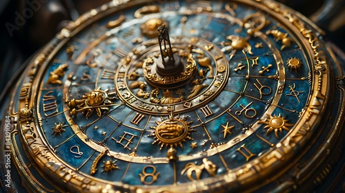 Zodiac wheel with detailed astrological symbols