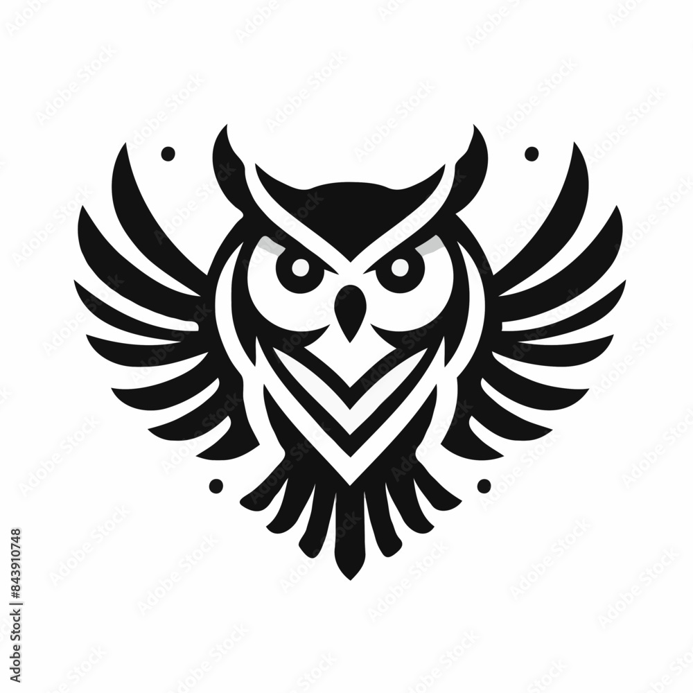 Obraz premium black and white owl isolated