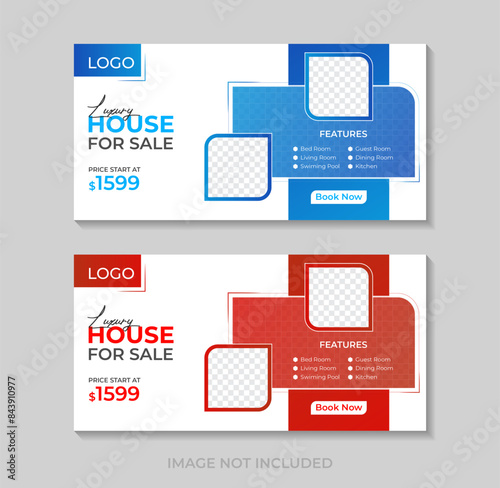 Billboard banner design template for real estate, house sale, dream home, luxury house, for sale,  Promotion information for marketing announcements and details