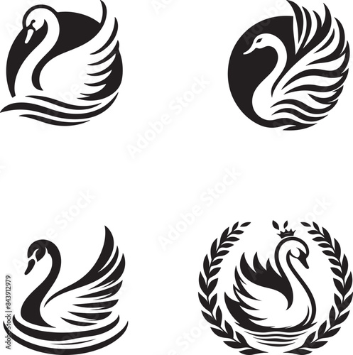 A beautiful image of swan birds vector silhouette
