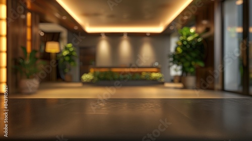 Blurry Interior Background with Tabletop