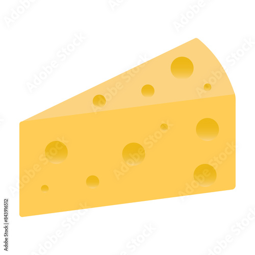 Slice cheese.A piece of cheese isolated on white background.Vector illustration.