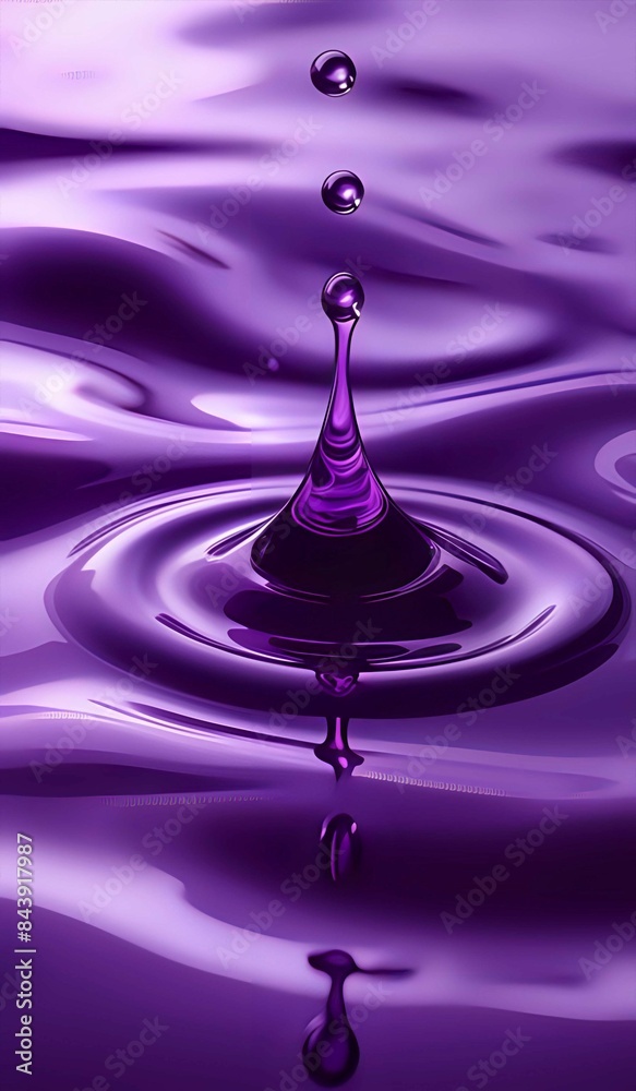 Splashing purple liquid texture background illustration. AI generated.