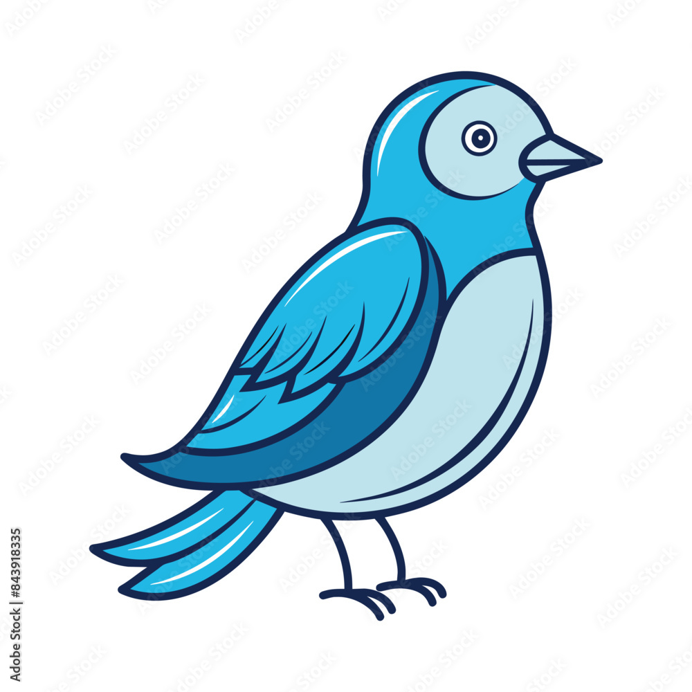 vector blue bird on white background