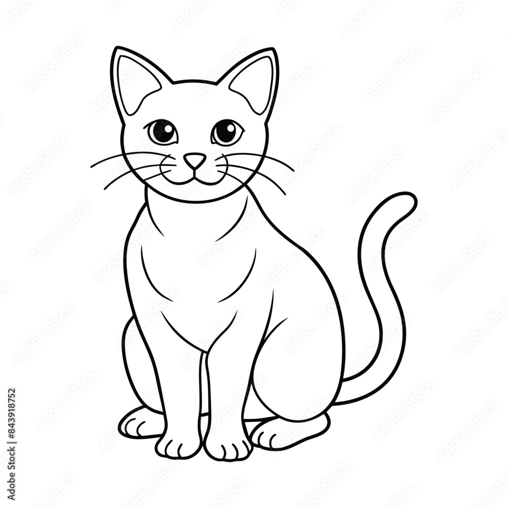Fototapeta premium vector cat line art and silhouette design