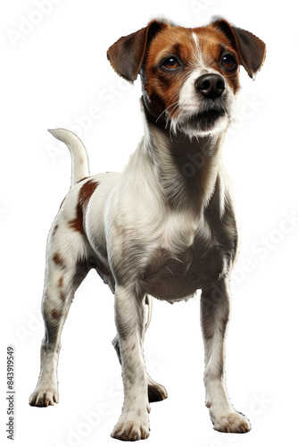 A Curious Jack Russell Terrier Stands Tall Against a White Background