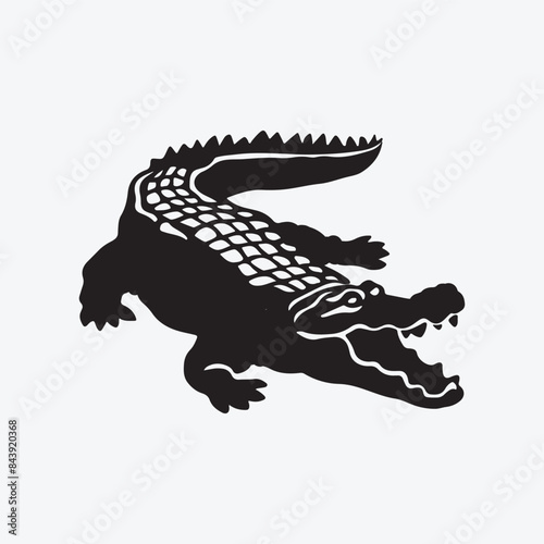 Majestic Silhouette Vector Crocodile, Ideal for Creative Projects and Designs.