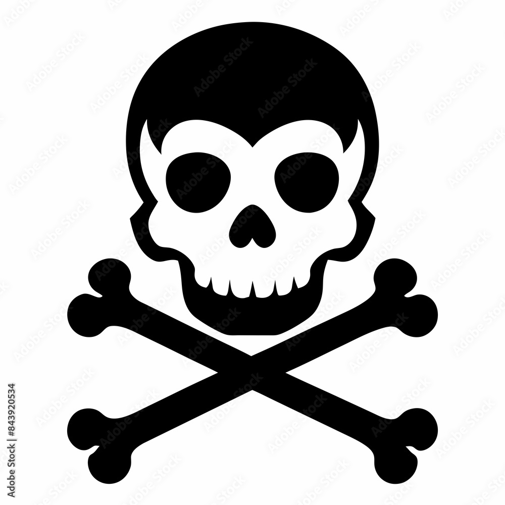 Silhouette of skull and bones vector illustration Silhouette of skull and bones vector illustration