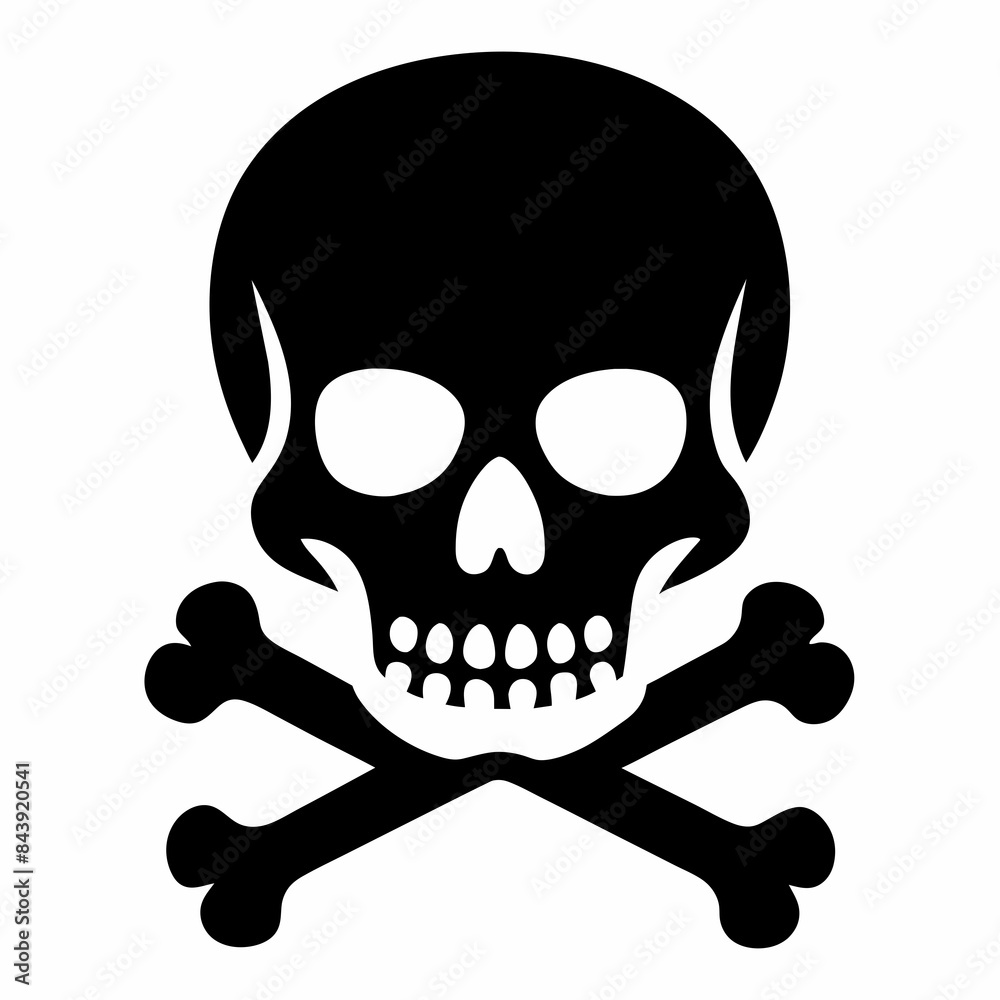 Silhouette of skull and bones vector illustration 