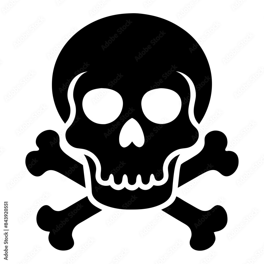 Silhouette of skull and bones vector illustration Silhouette of skull and bones vector illustration