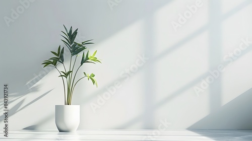 Indoor plant  minimalist office interior design  white background