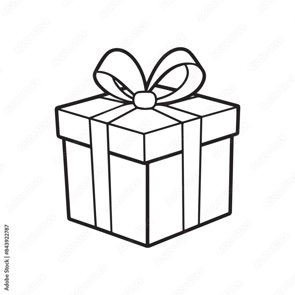 gift box line art on white background gift box line art on white background