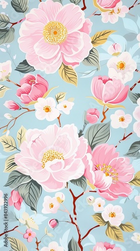 Whimsical Floral Pattern for Spring Decor Generative AI