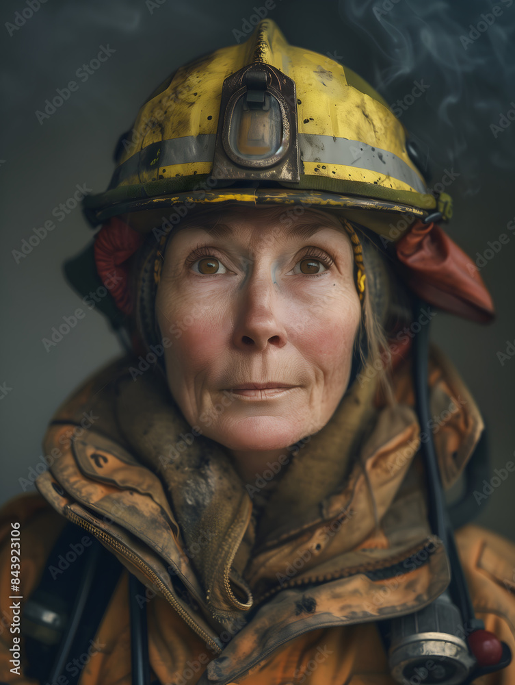 Fototapeta premium Retrato de mujer bombero
