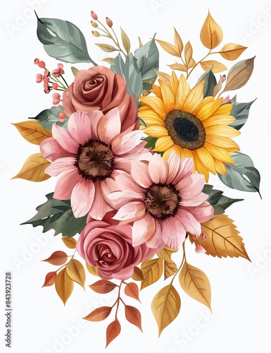 Watercolor Floral Bouquet for Spring Decor Generative AI