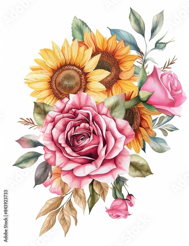 Watercolor Floral Bouquet for Spring Decor Generative AI