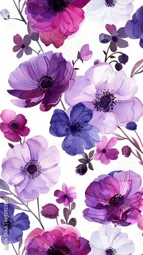 Vibrant Spring Floral Pattern on White Background for Fashion and Home Decor Generative AI