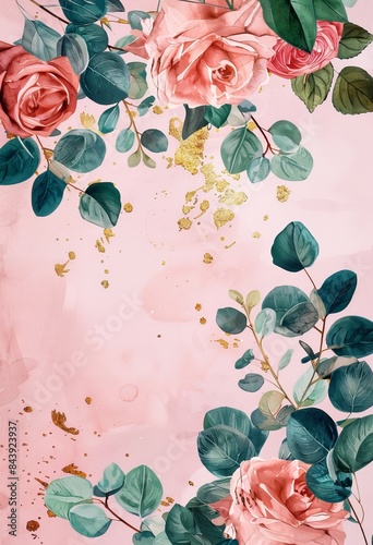 Vintage Floral Illustration for Wedding Invitations Generative AI