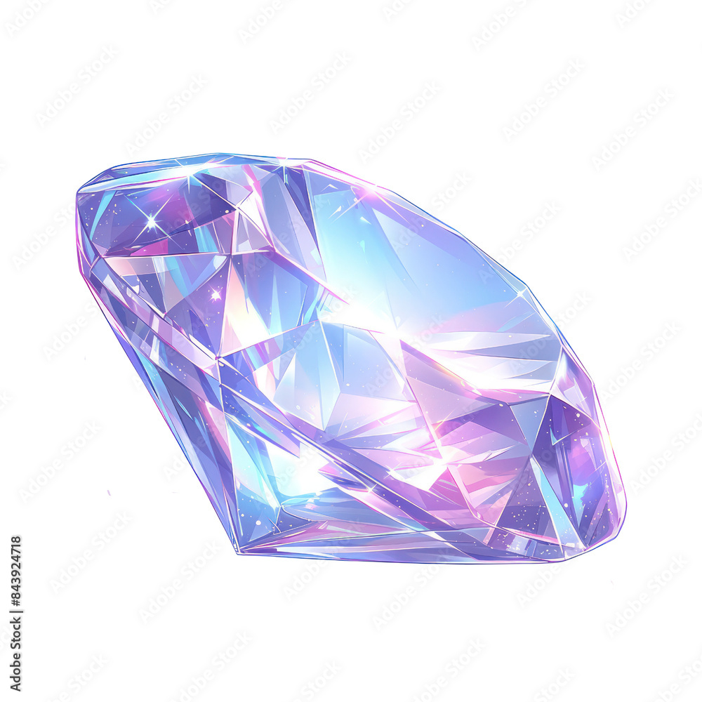 A sparkling, multi-faceted crystal gemstone with a radiant, iridescent glow, surrounded by tiny glittering stars on a white background. A sparkling, multi-faceted crystal gemstone with a radiant, iridescent glow, surrounded by tiny glittering stars on a white background.