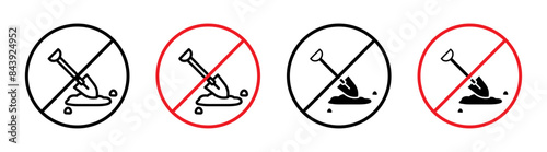 No Digging Sign for Construction Sites, Protected Areas, and Safety Precautions Illustrations