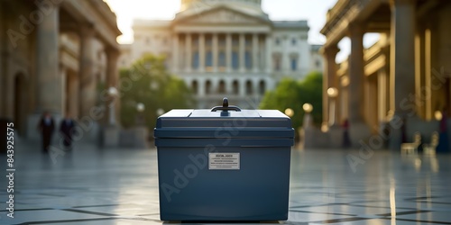 Secured Ballot Box Slot Safeguards Votes for Confidential Voting in Public Areas. Concept Voting Security, Confidential Elections, Secure Ballot Box, Public Voting, Ballot Slot © Ян Заболотний