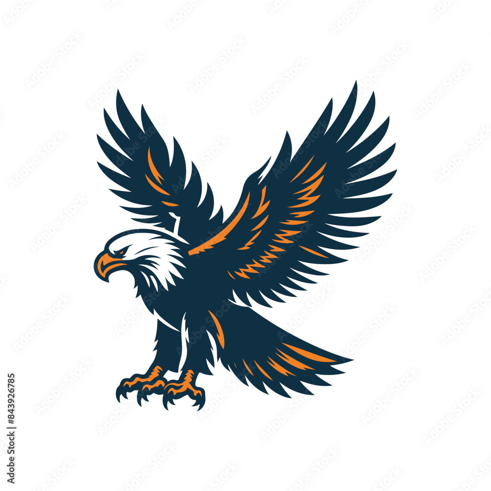 Fototapeta premium Eagle Silhouette Clip art isolated vector illustration on a white background