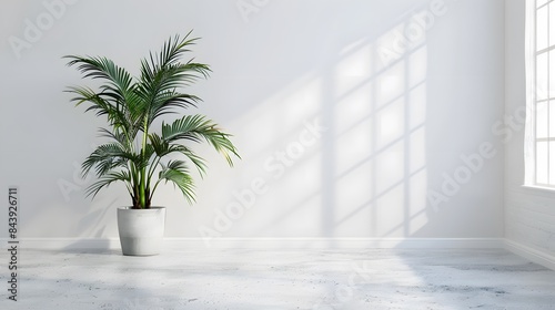 Indoor plant  minimalist office interior design  white background © XtzStudio