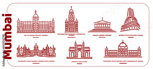 Mumbai monuments icons