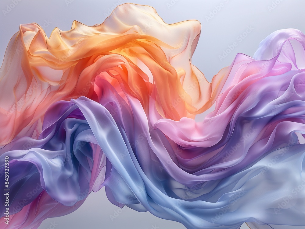Abstract Flowing Fabric Art with Orange, Pink, and Purple Hues, Soft and Ethereal Texture
Abstract Flowing Fabric Art with Orange, Pink, and Purple Hues, Soft and Ethereal Texture