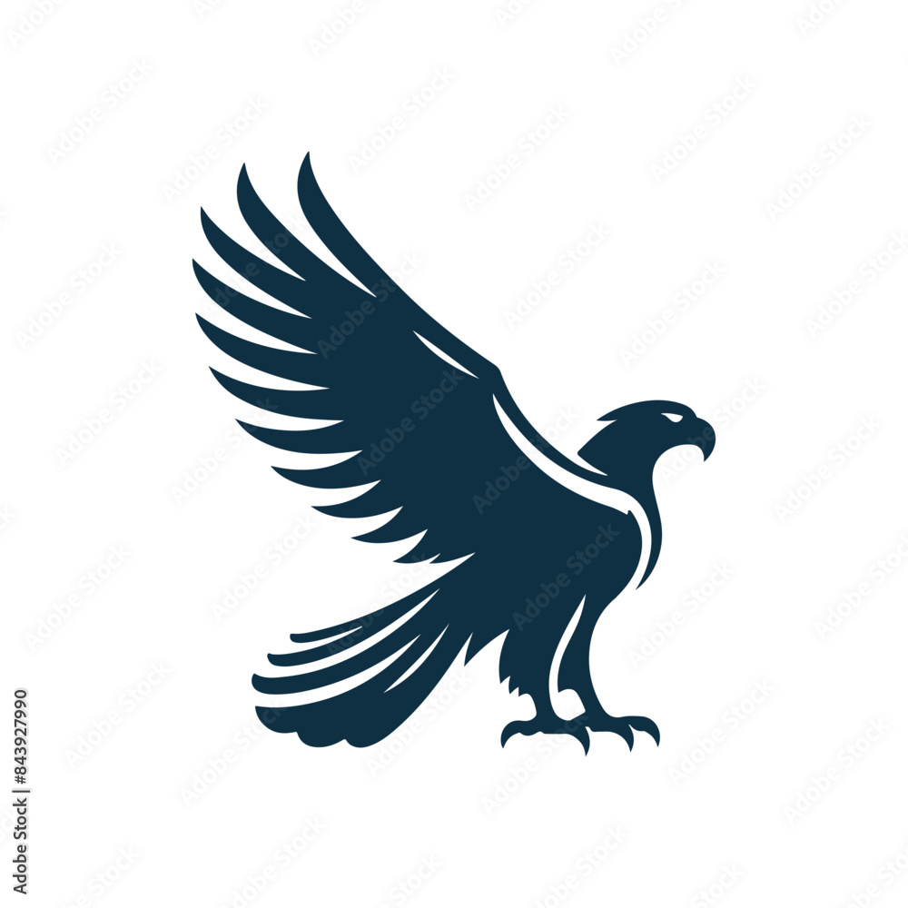 Fototapeta premium Eagle Silhouette Clip art isolated vector illustration on a white background