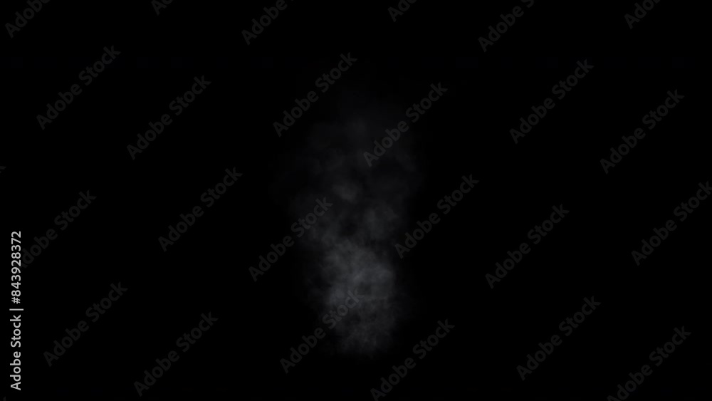 Video of smoke plume, steam or mist column rising into the air, 4k 30p with alpha channel for transparent background