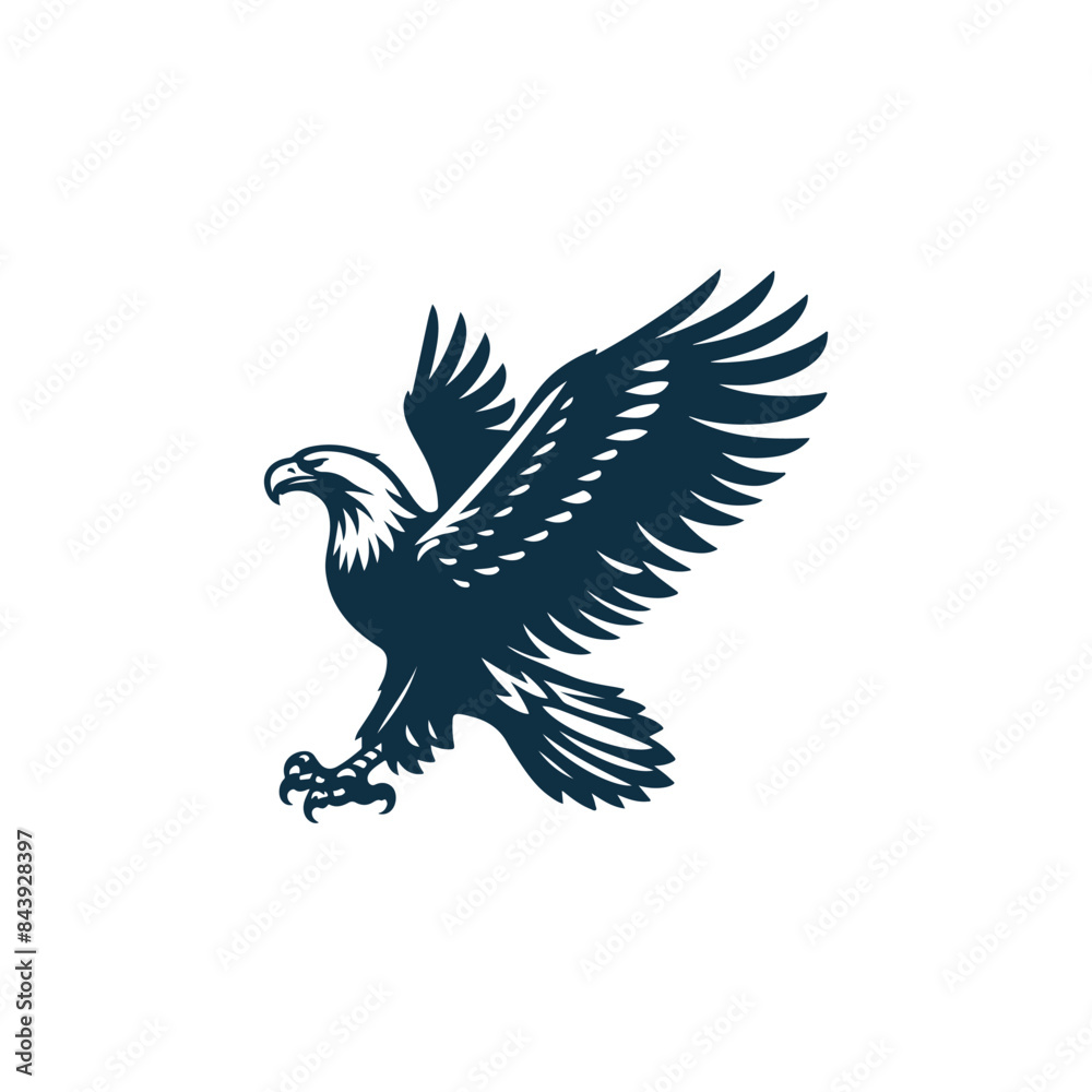 Obraz premium Eagle Silhouette Clip art isolated vector illustration on a white background