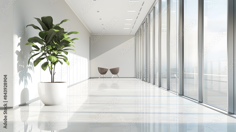 Indoor plant minimalist office interior design white background Indoor plant minimalist office interior design white background