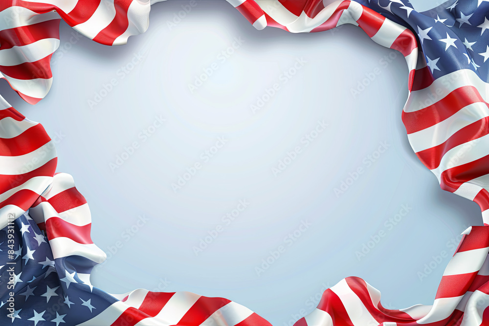 4th july american independence day flyer template with wave flag background and. poster, banner, greeting card. Generative AI 4th july american independence day flyer template with wave flag background and. poster, banner, greeting card. Generative AI