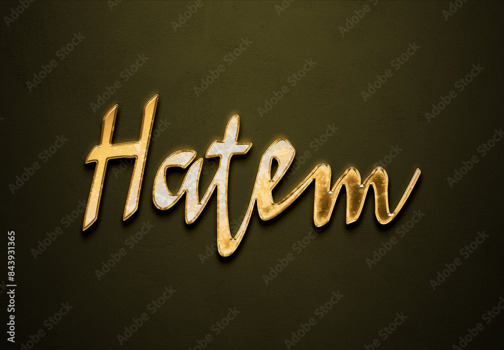 Old gold text effect of name Hatem with 3D glossy style Mockup. Old gold text effect of name Hatem with 3D glossy style Mockup.