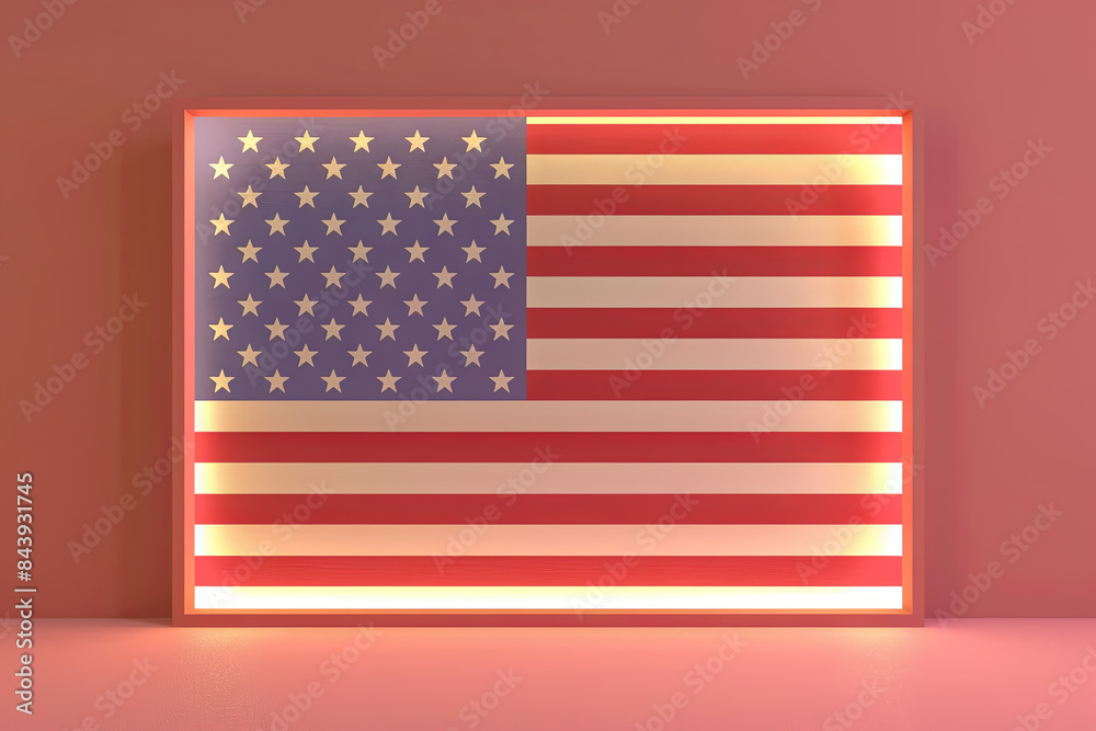 Obraz premium 4th july american independence day flyer template with wave flag background and. poster, banner, greeting card. Generative AI