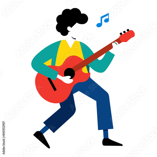 person playing an electric guitar with enthusiasm.