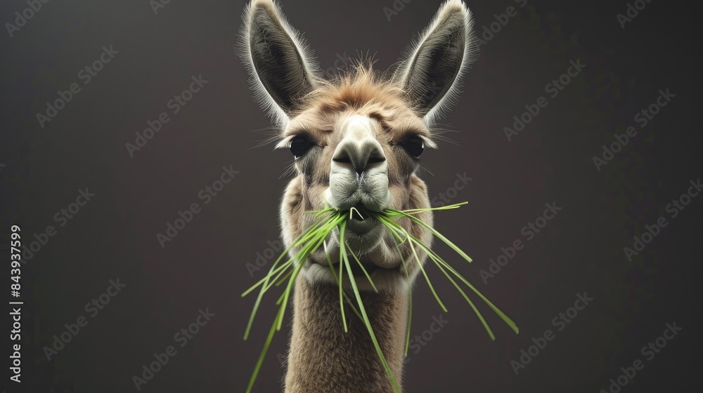 Obraz premium Llama consumes grass
