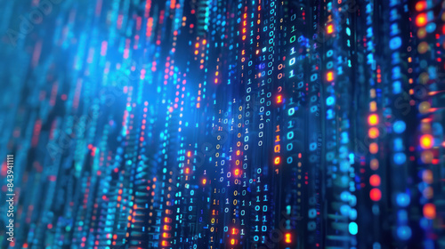 Wallpaper Mural Abstract Binary Code on Blue Background, 3D Rendering Popart Torontodigital.ca