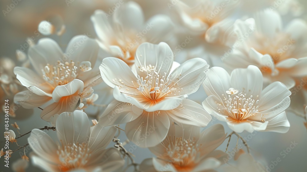 White autumn flowers in a detailed, delicate design bloomed beautifully. White autumn flowers in a detailed, delicate design bloomed beautifully.