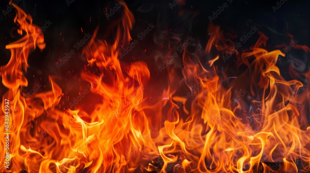 Texture of fire flames on black background. Burning red hot sparks Texture of fire flames on black background. Burning red hot sparks