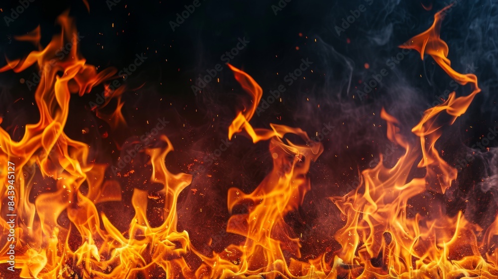 Texture of fire flames on black background. Burning red hot sparks Texture of fire flames on black background. Burning red hot sparks