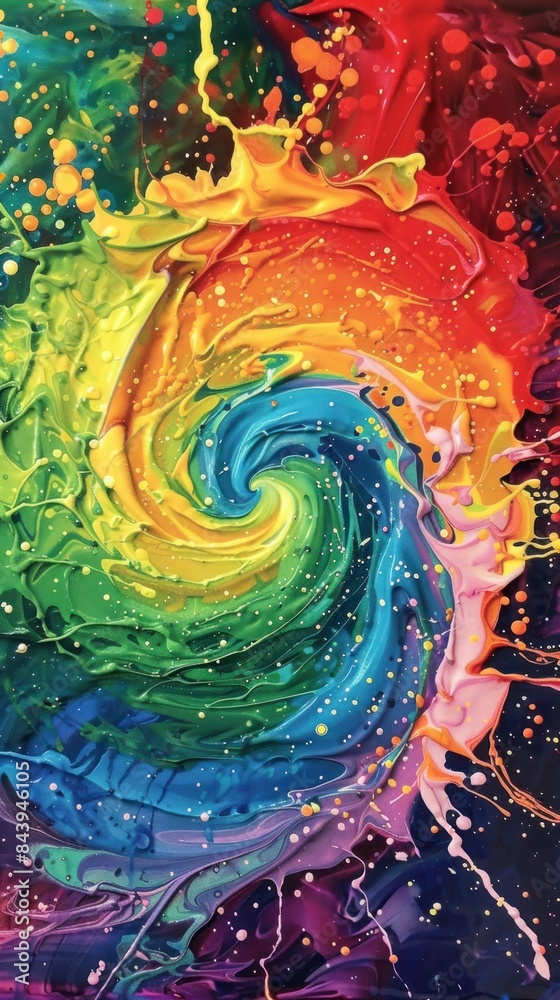 Vivid Abstract Swirl of Rainbow Colors - A dynamic and vibrant abstract painting featuring a swirl of rainbow colors and splashes, evoking energy and creativity. Vivid Abstract Swirl of Rainbow Colors - A dynamic and vibrant abstract painting featuring a swirl of rainbow colors and splashes, evoking energy and creativity.