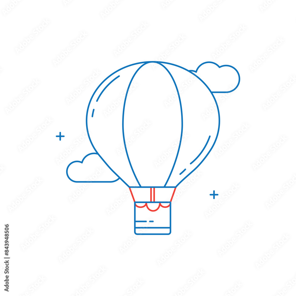 Obraz premium Hot Air Balloon, Balloon Ride, Air Adventure, Hot Air Ballooning, Scenic Flight, Balloon Festival, Sky Travel Vector Icon Design