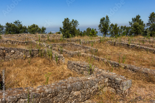 Obraz na płótnie The Padrao Mountain Roman Settlement, or Chester, also called Castro of Monte Padrao,was built in the 9th century BC and active until the late Middle Ages, in Santo Tirso, Portugal w salonie