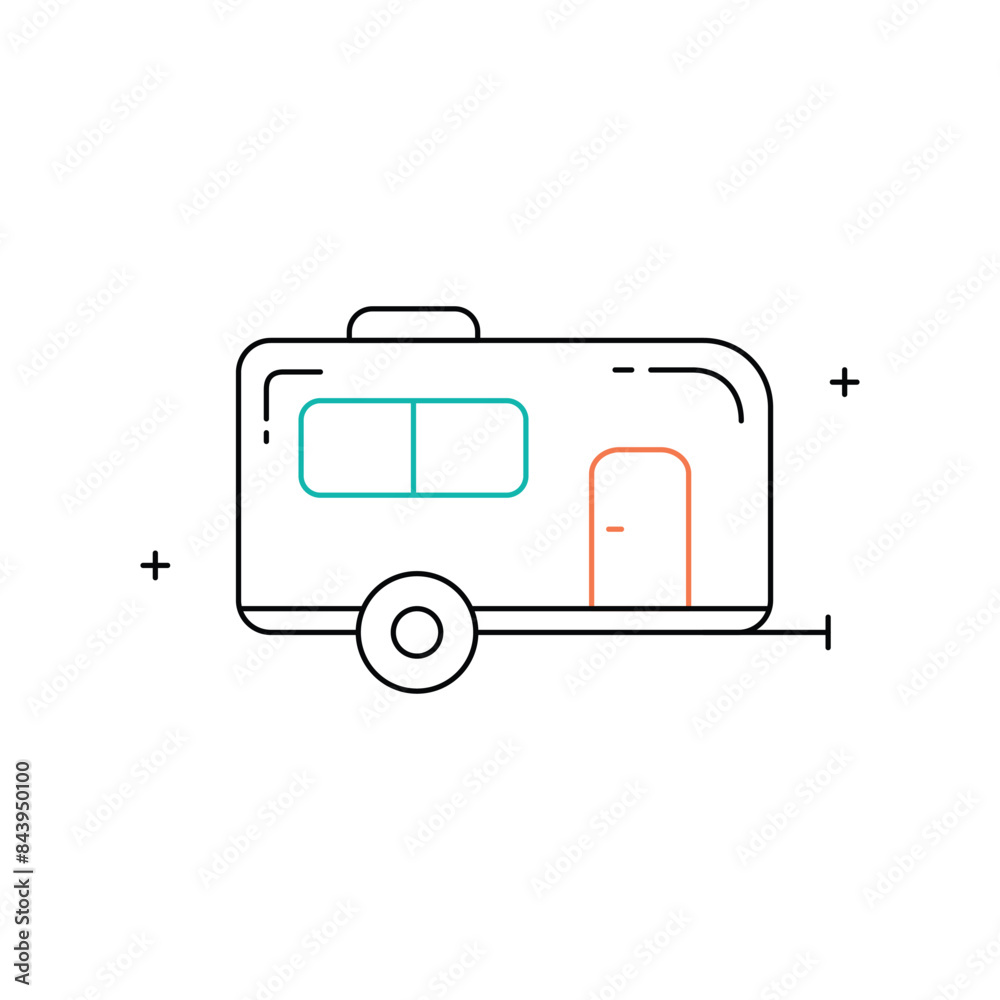 Camper Recreational, RV, Camper Van, Motorhome, Road Trip, Travel Trailer, Camping Vehicle Vector Icon Design