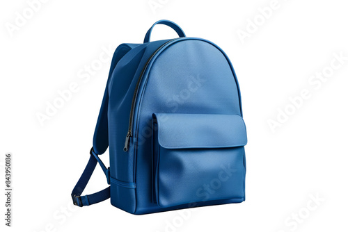 Blue school backpack on isolated background. Back to school concept photo