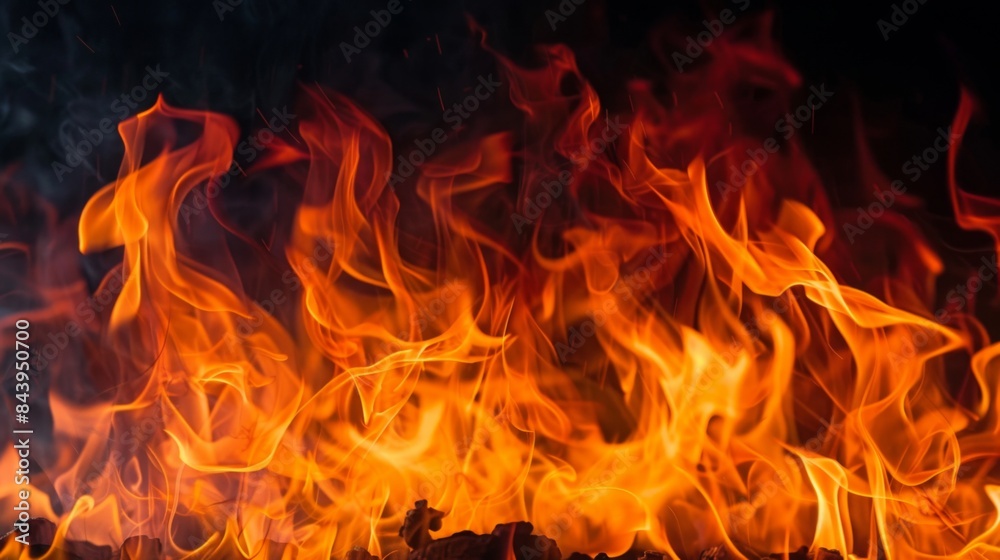 Texture of fire flames on black background. Burning red hot sparks Texture of fire flames on black background. Burning red hot sparks