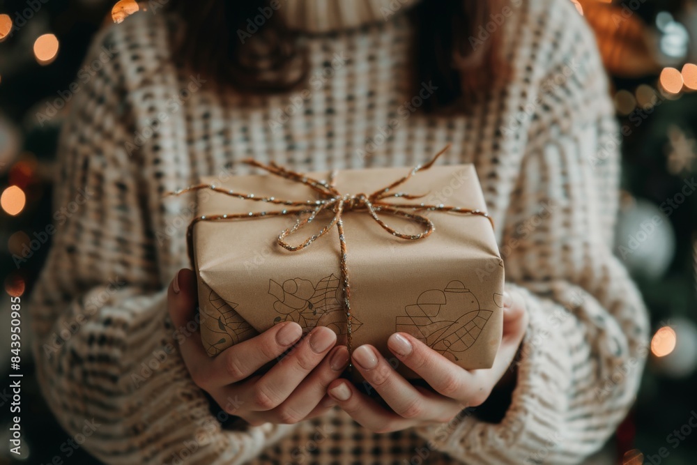 Hands Holding Wrapped Christmas Gift Hands Holding Wrapped Christmas Gift